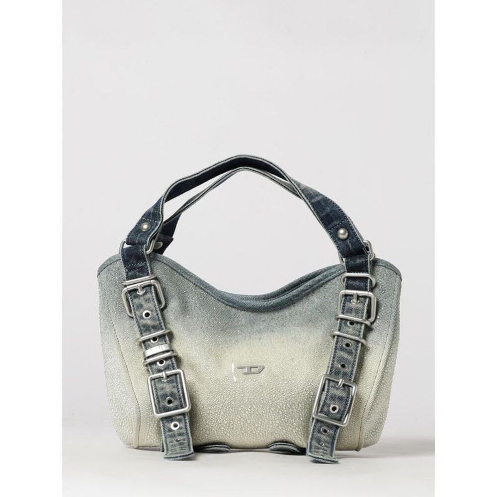 Diesel Women Diesel D-One Bleached Denim Handbag With Oval D Logo And Crystals